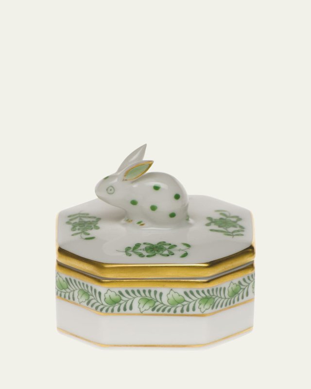 Chinese Bouquet Green Petite Octagonal Bunny Box